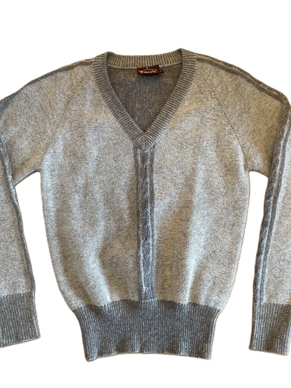 Vintage Fay’s Closet V-Neck Wool Angora Sweater Gray Women’s Size Small